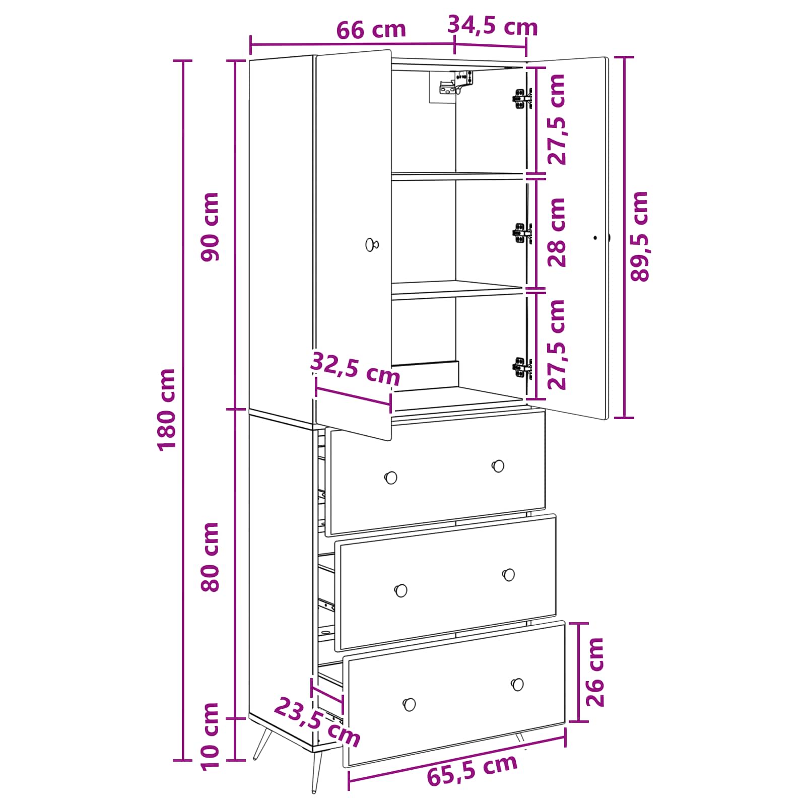 Set ormara 2 pcs Dimljeni hrast 66 x 34,5 x 90 cm