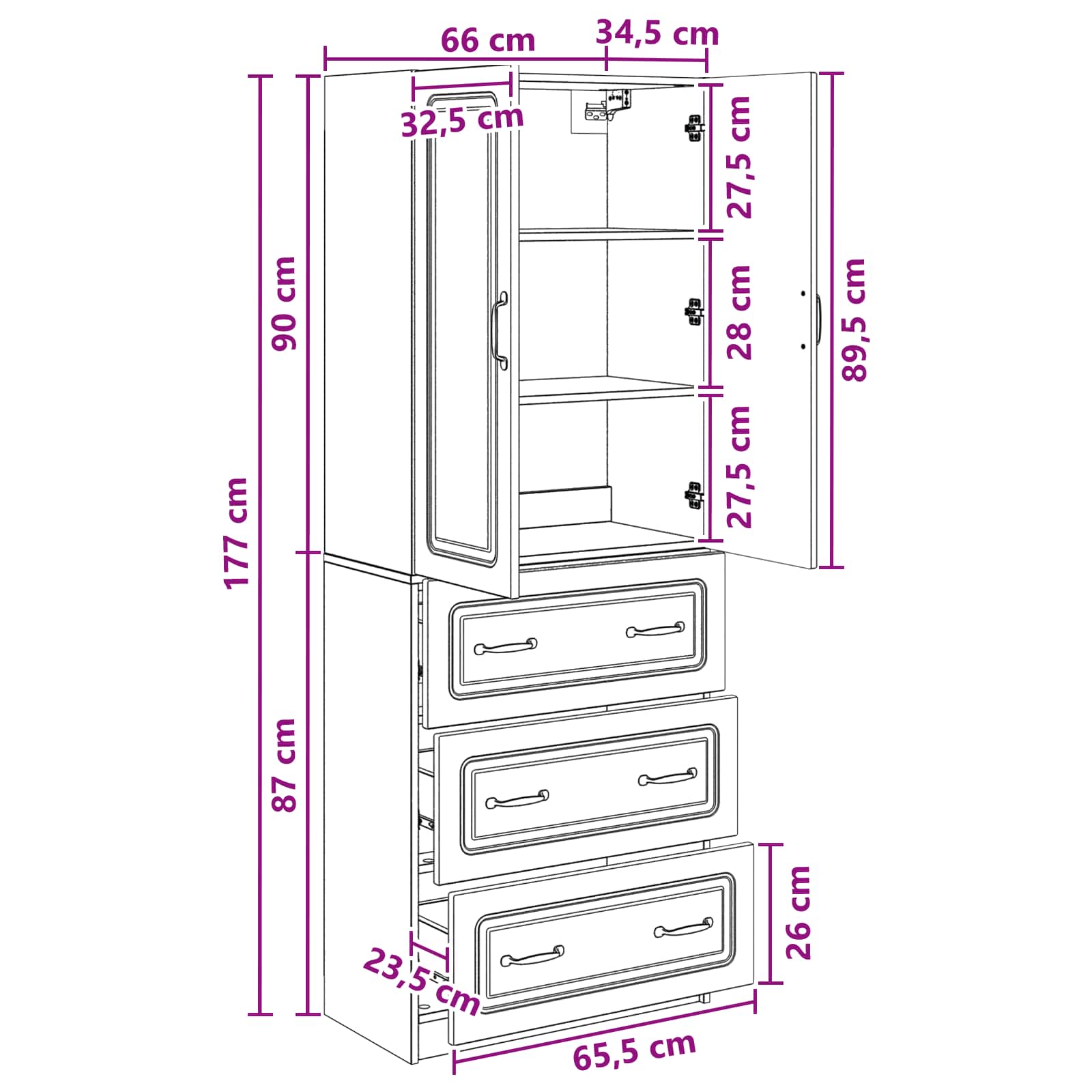 Set ormara 2 pcs Hrast sonoma 66 x 34,5 x 87 cm