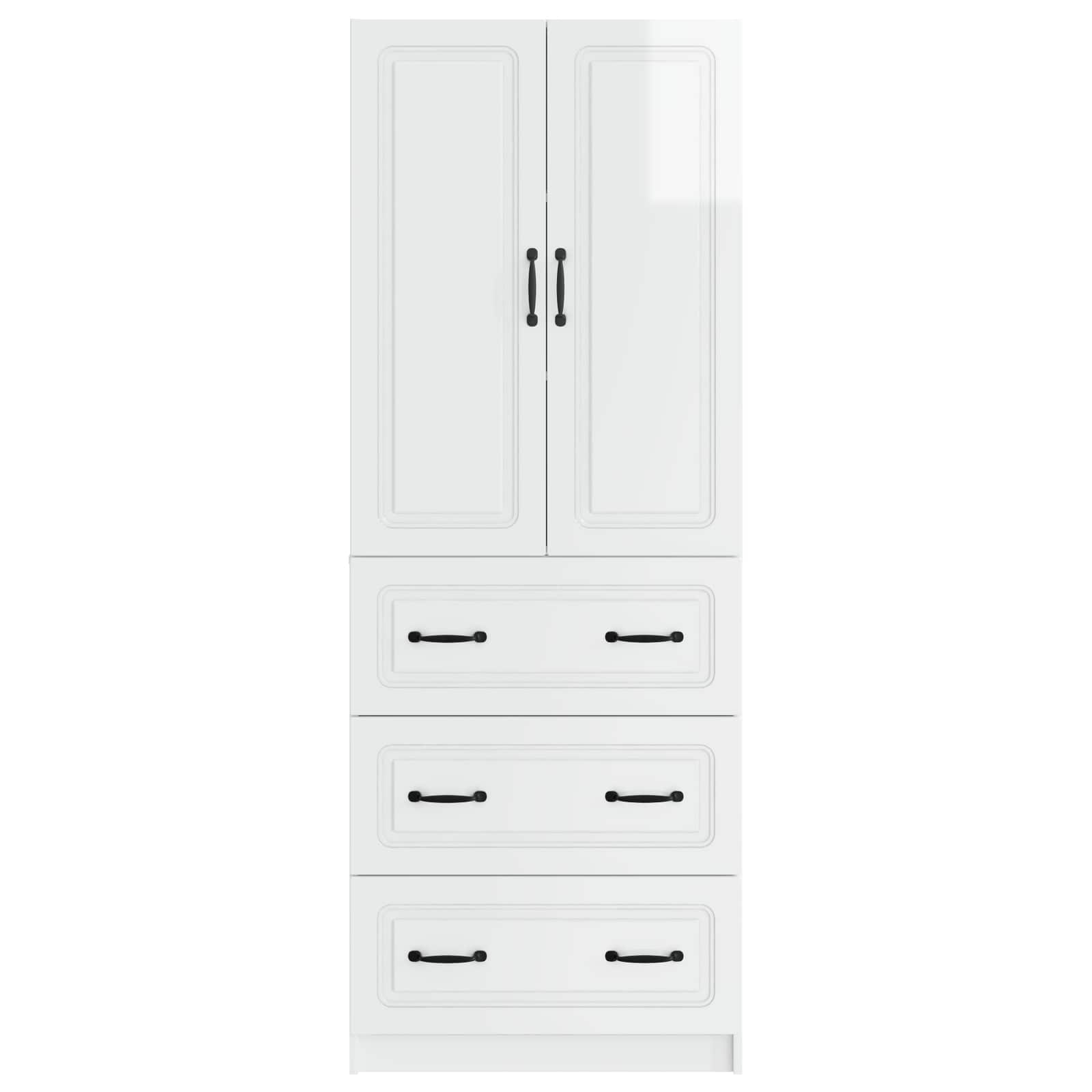 Set ormara 2 pcs Bijela visokog sjaja 66 x 34,5 x 87 cm