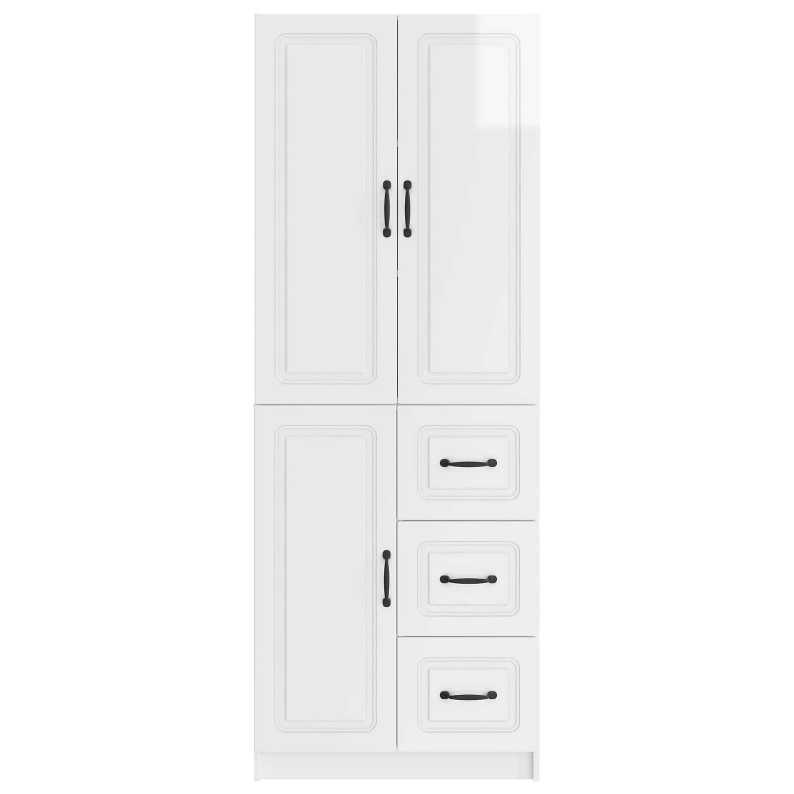 Set ormara 2 pcs Bijela visokog sjaja Konstruirano drvo