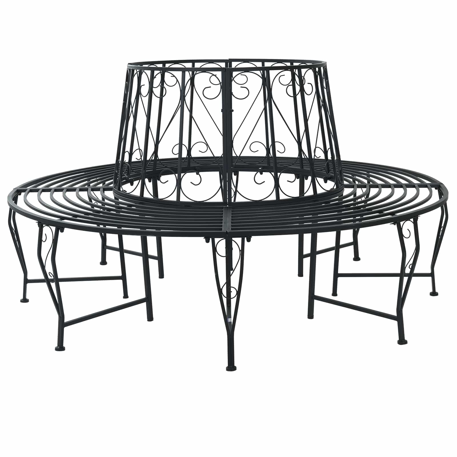 Klupa pod drvetom Ø 160 x 89 cm Čelik Crna Kružni