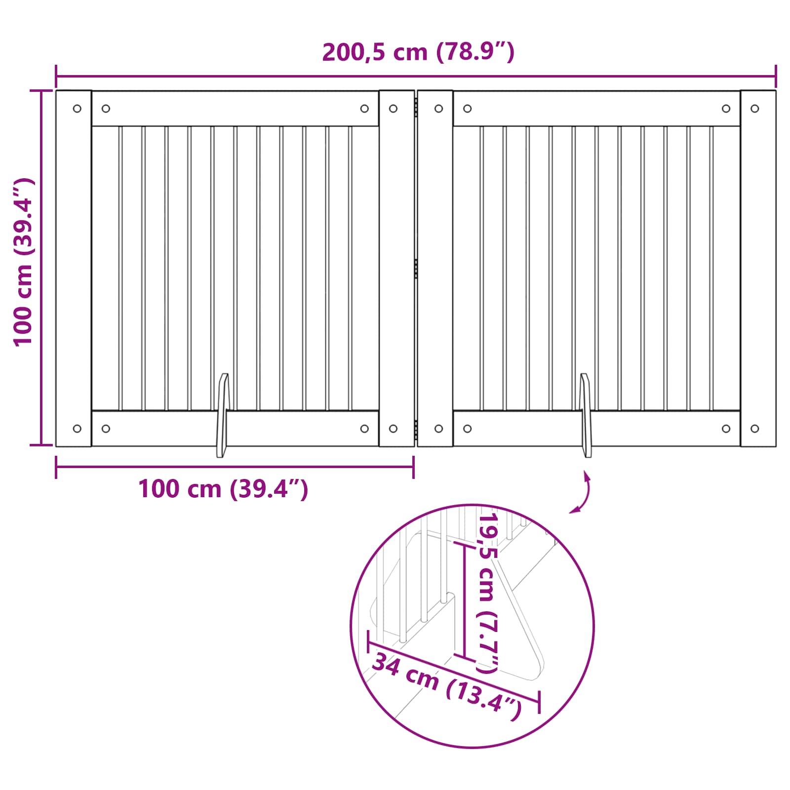 Vrata za pse s postoljem 2 pcs Hrast sonoma 100 x 100 cm