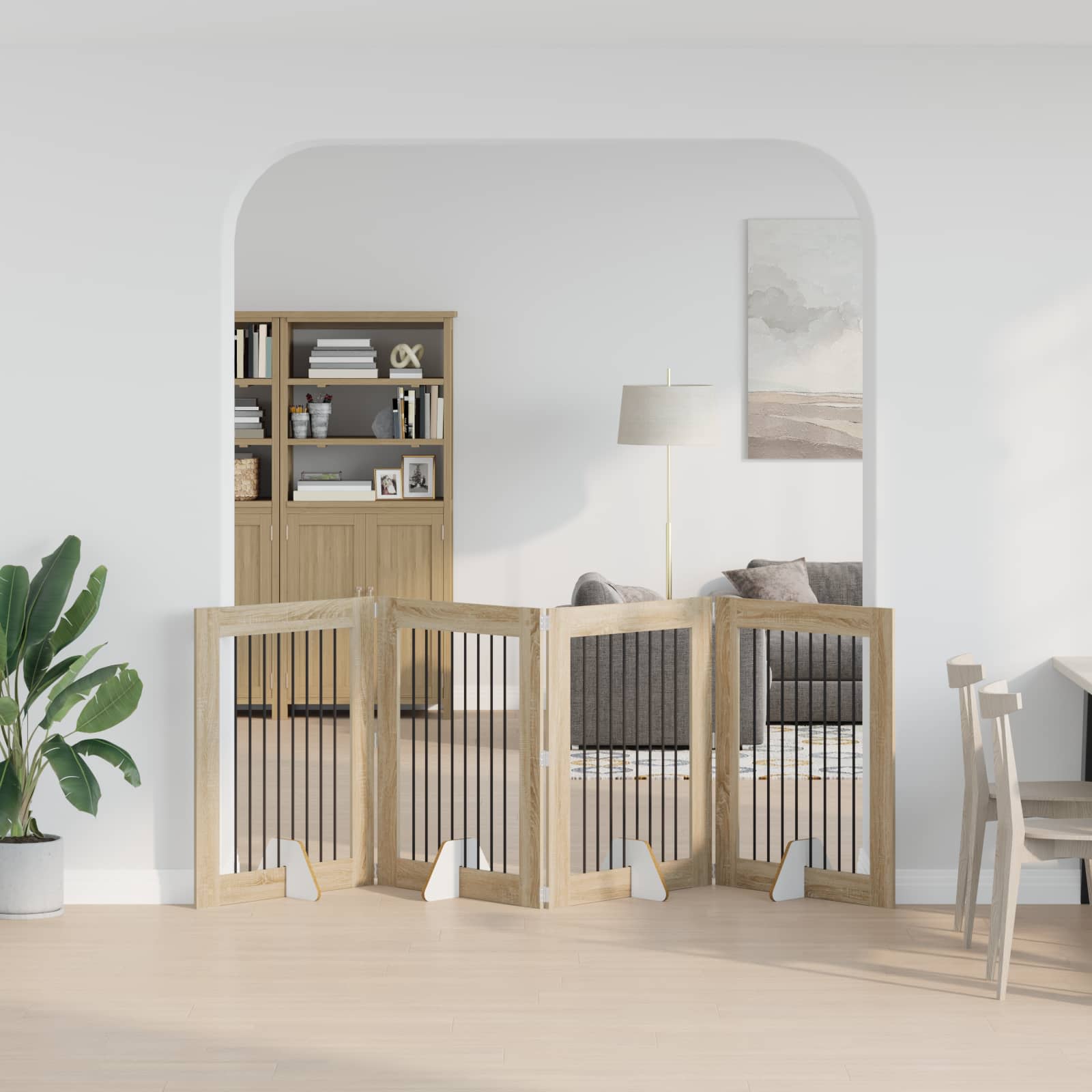 Vrata za pse s postoljem 4 pcs Hrast sonoma 80 x 100 cm