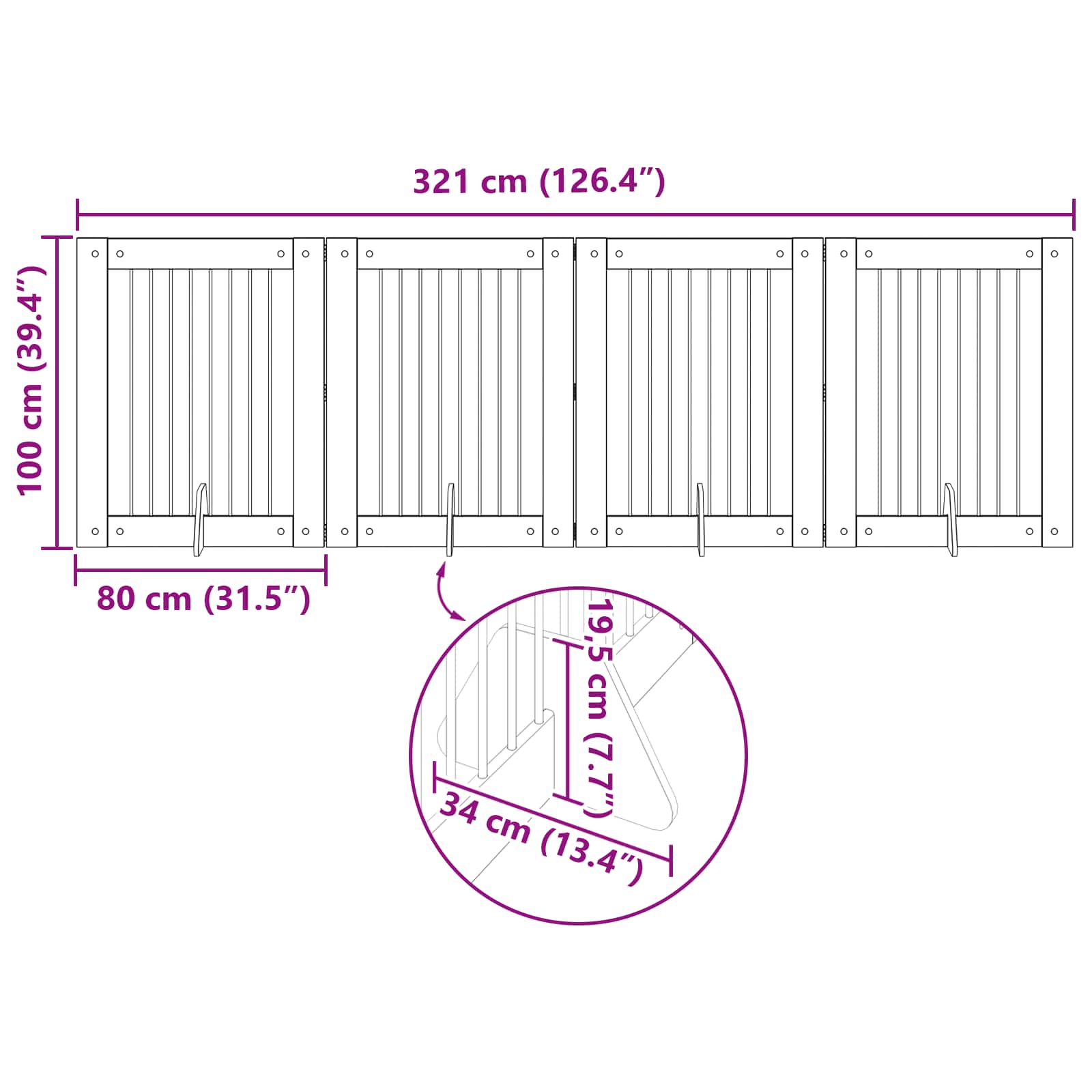 Vrata za pse s postoljem 4 pcs Hrast sonoma 80 x 100 cm