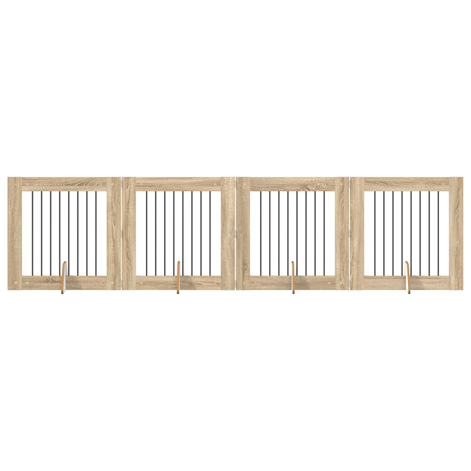 Vrata za pse s postoljem 4 pcs Hrast sonoma 80 x 80 cm