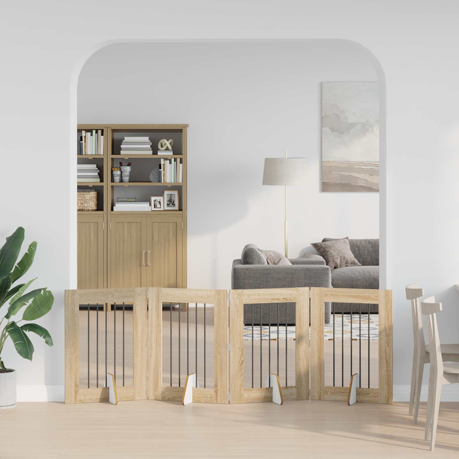 Vrata za pse s postoljem 4 pcs Hrast sonoma 60 x 80 cm