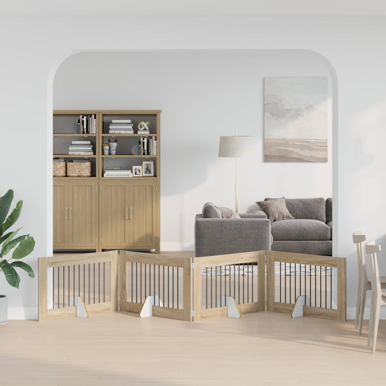 Vrata za pse s postoljem 4 pcs Hrast sonoma 100 x 60 cm