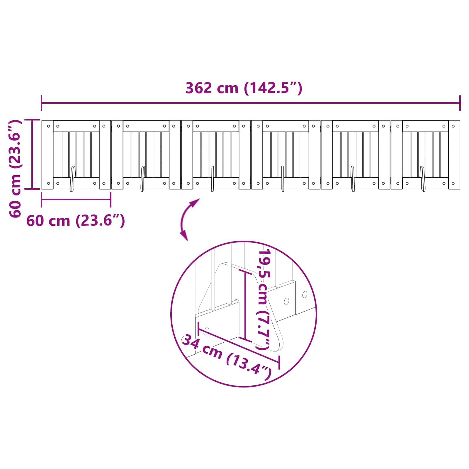 Vrata za pse s postoljem 6 pcs Hrast sonoma 60 x 60 cm