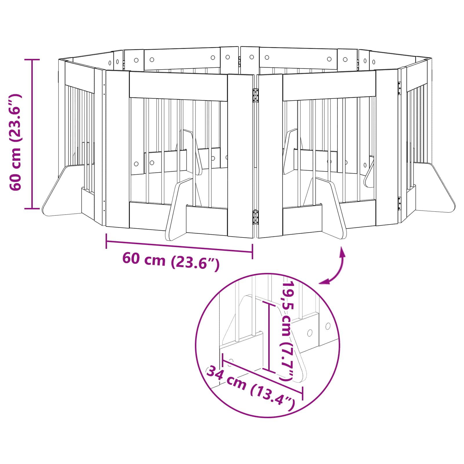 Vrata za pse s postoljem 8 pcs Hrast sonoma 60 x 60 cm