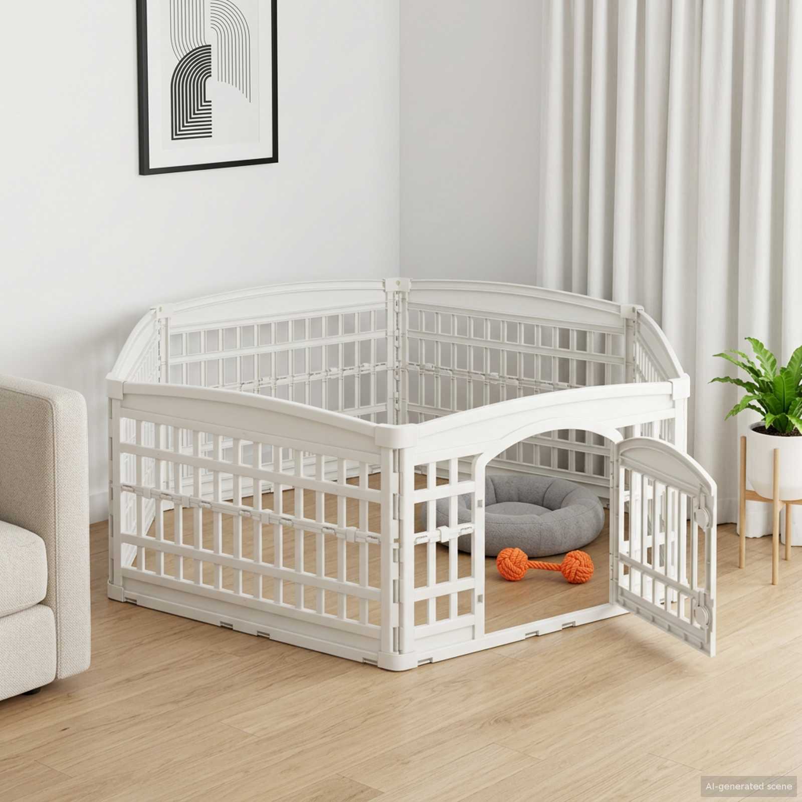 Ograda za Pse s 6 Panoa Bijela 179 x 151 x 58 cm Plastika