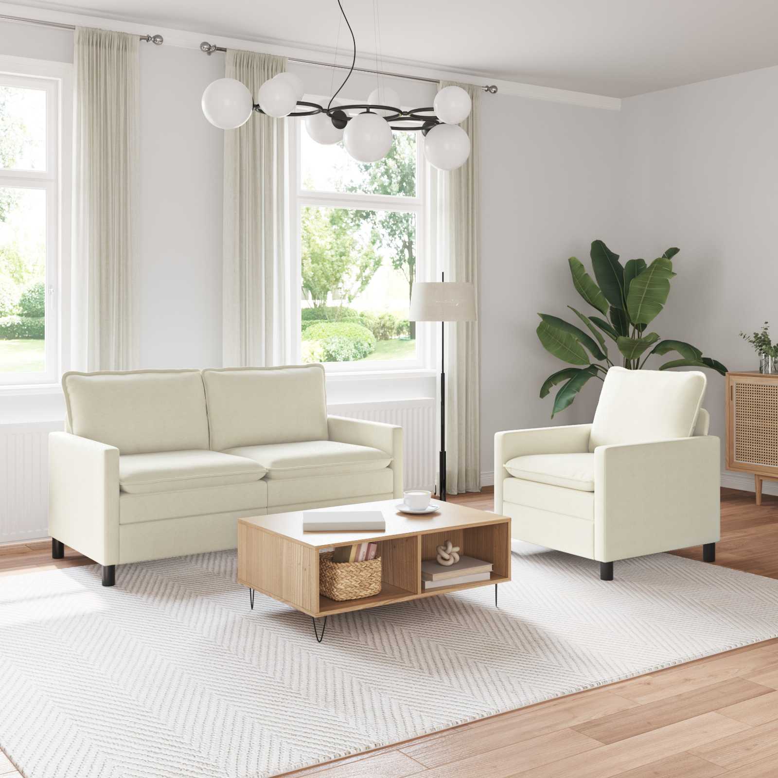 Set sofe 2 pcs Krem Tkanina