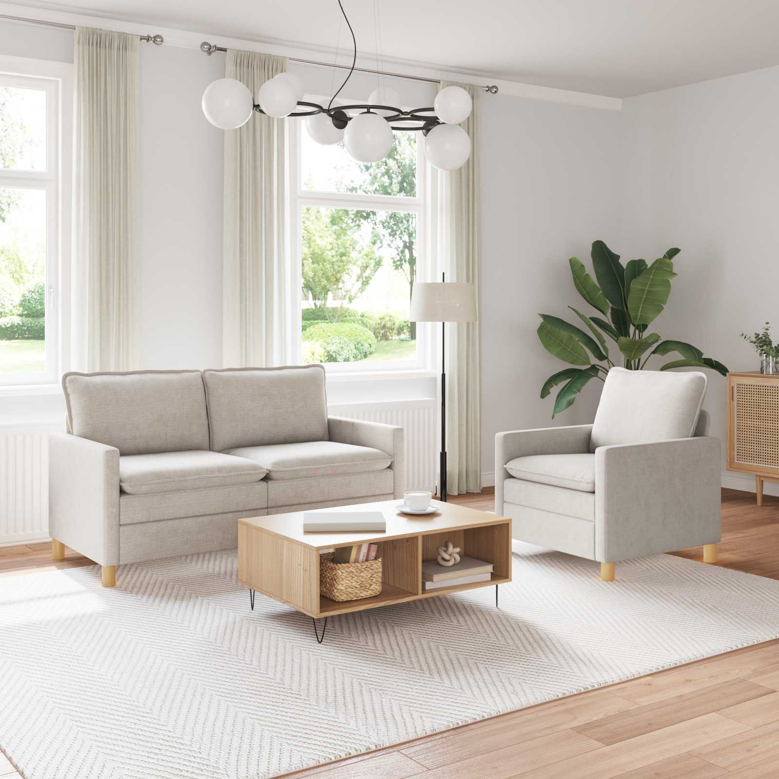 Set sofe 2 pcs Krem Poliester