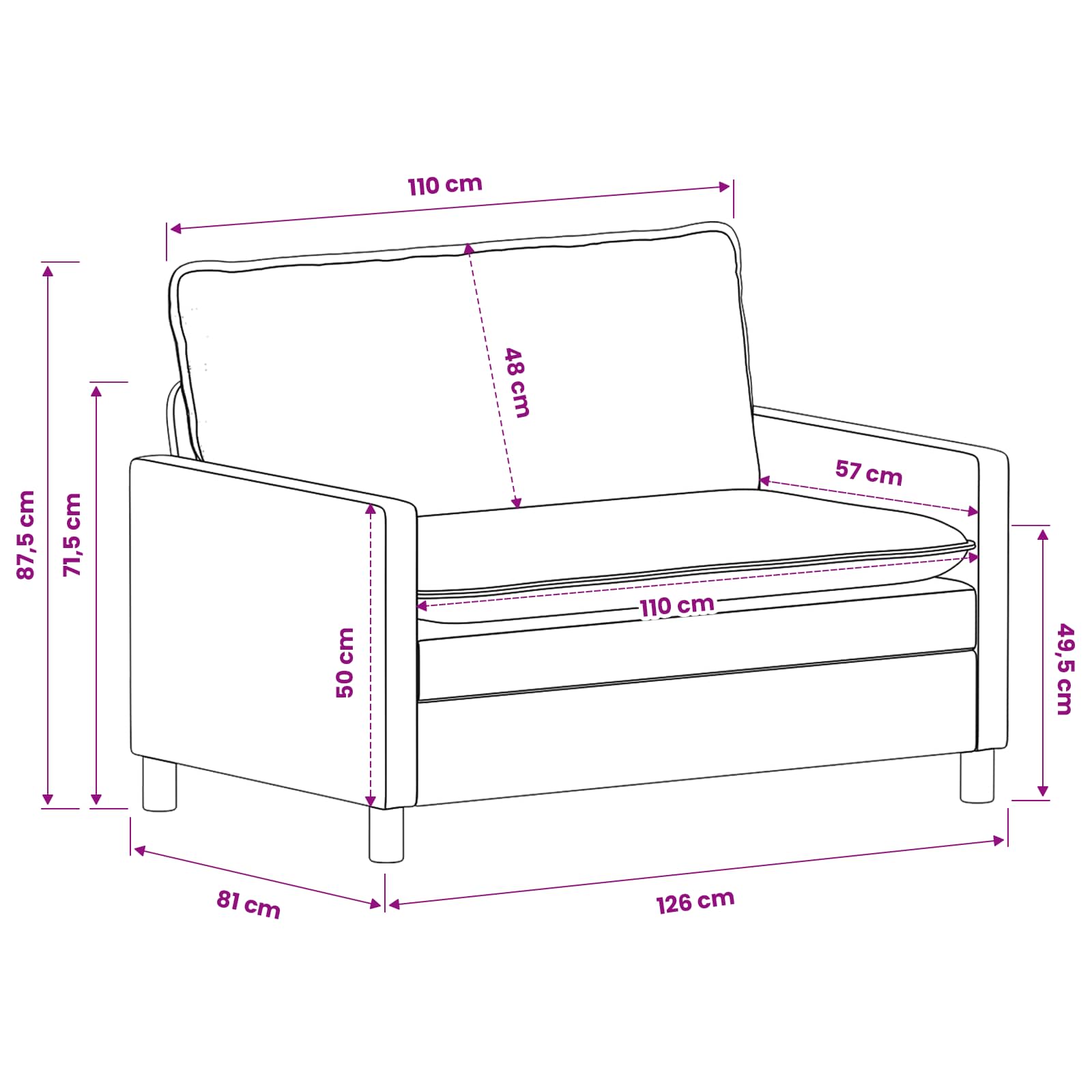 Sofa Mornarsko plava 126 x 81 x 87,5 cm Poliester