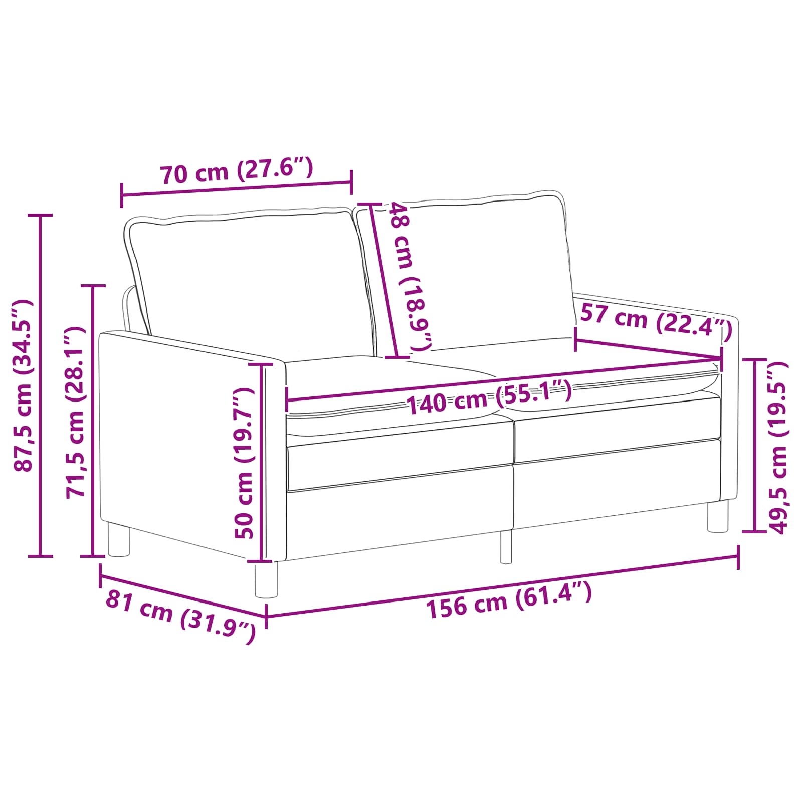 Sofa Tamnozelena 156 x 81 x 87,5 cm Tkanina