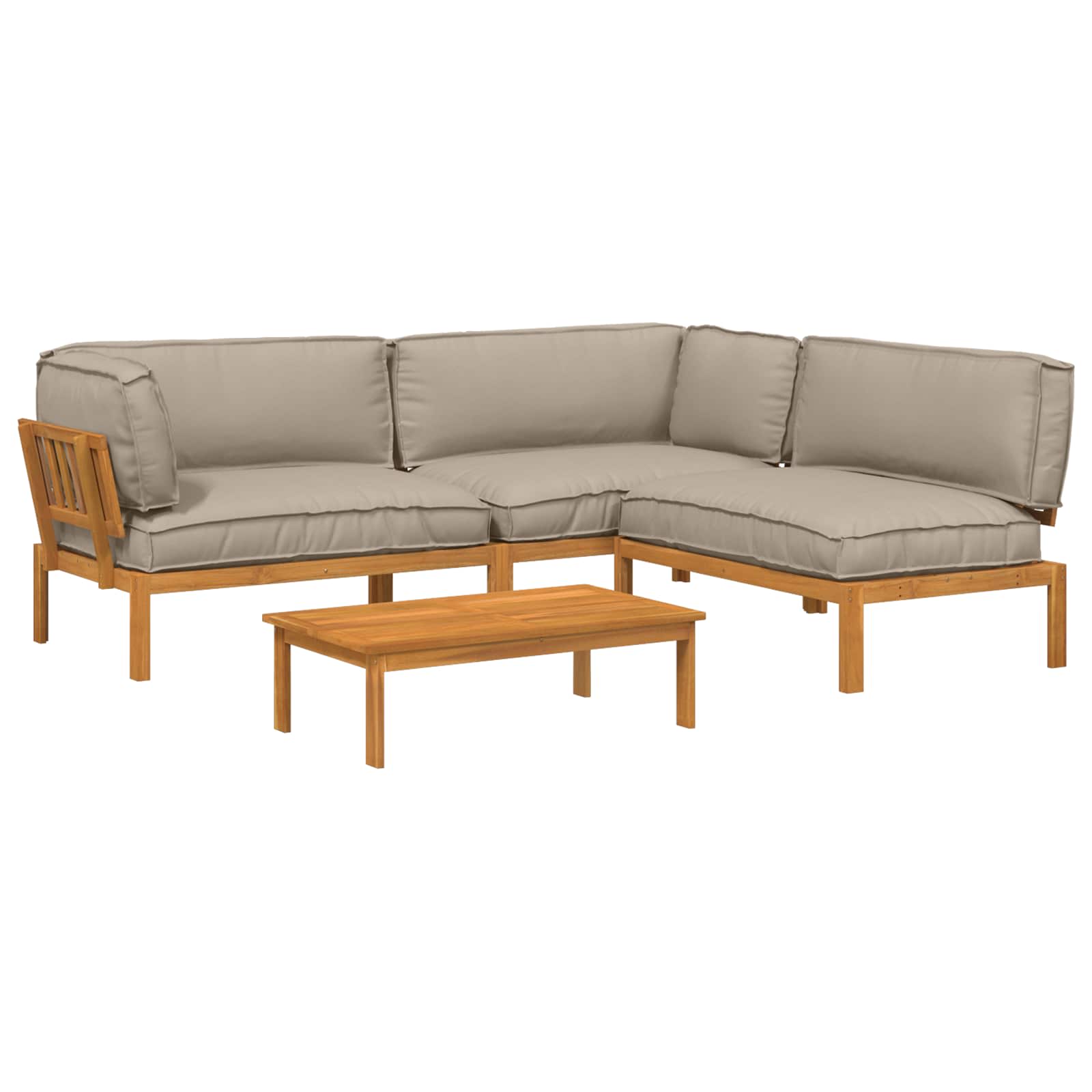 Set sofe s jastukom 4 pcs Sivo-smeđa Čvrsto drvo akacije
