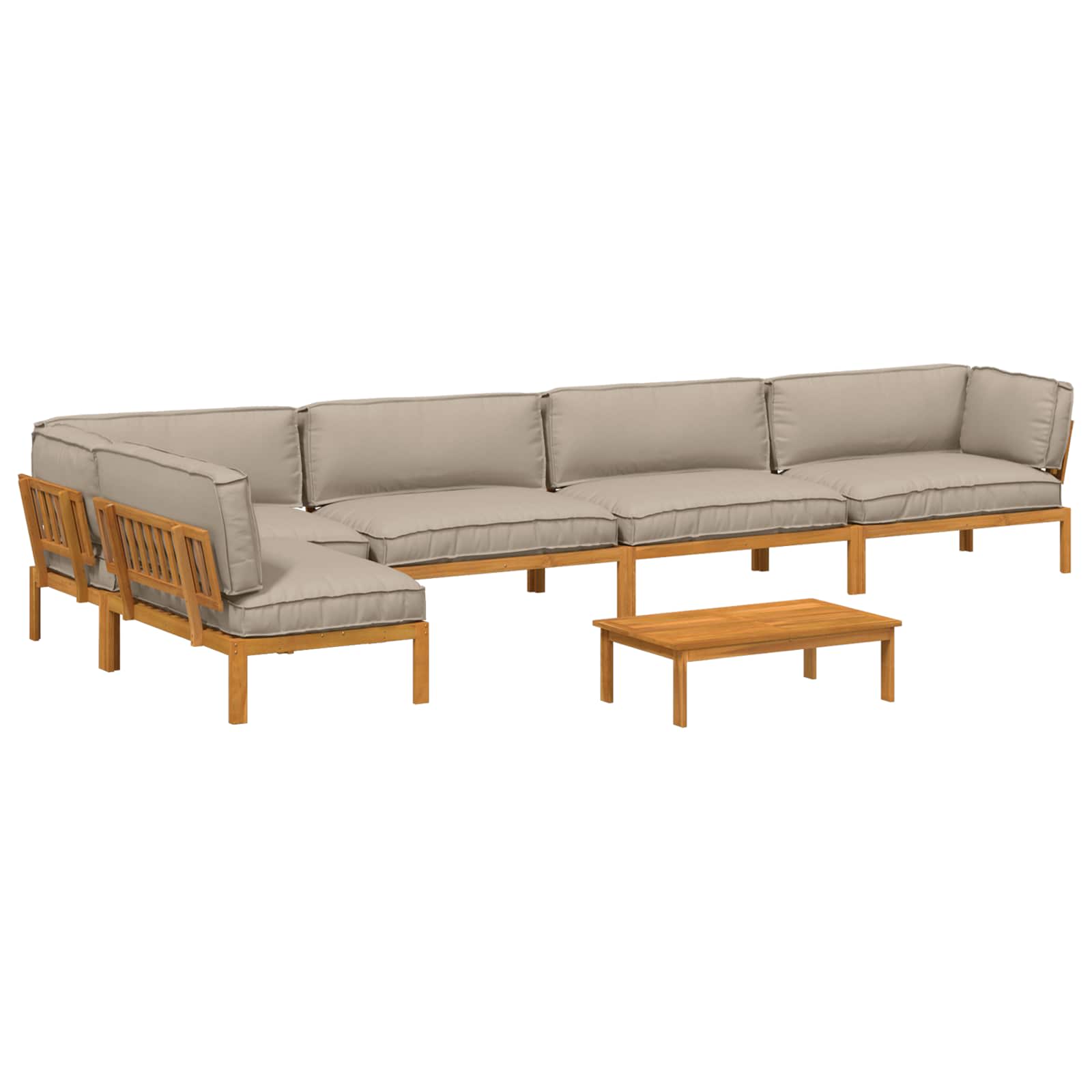 Set sofe s jastukom 6 pcs Sivo-smeđa Čvrsto drvo akacije