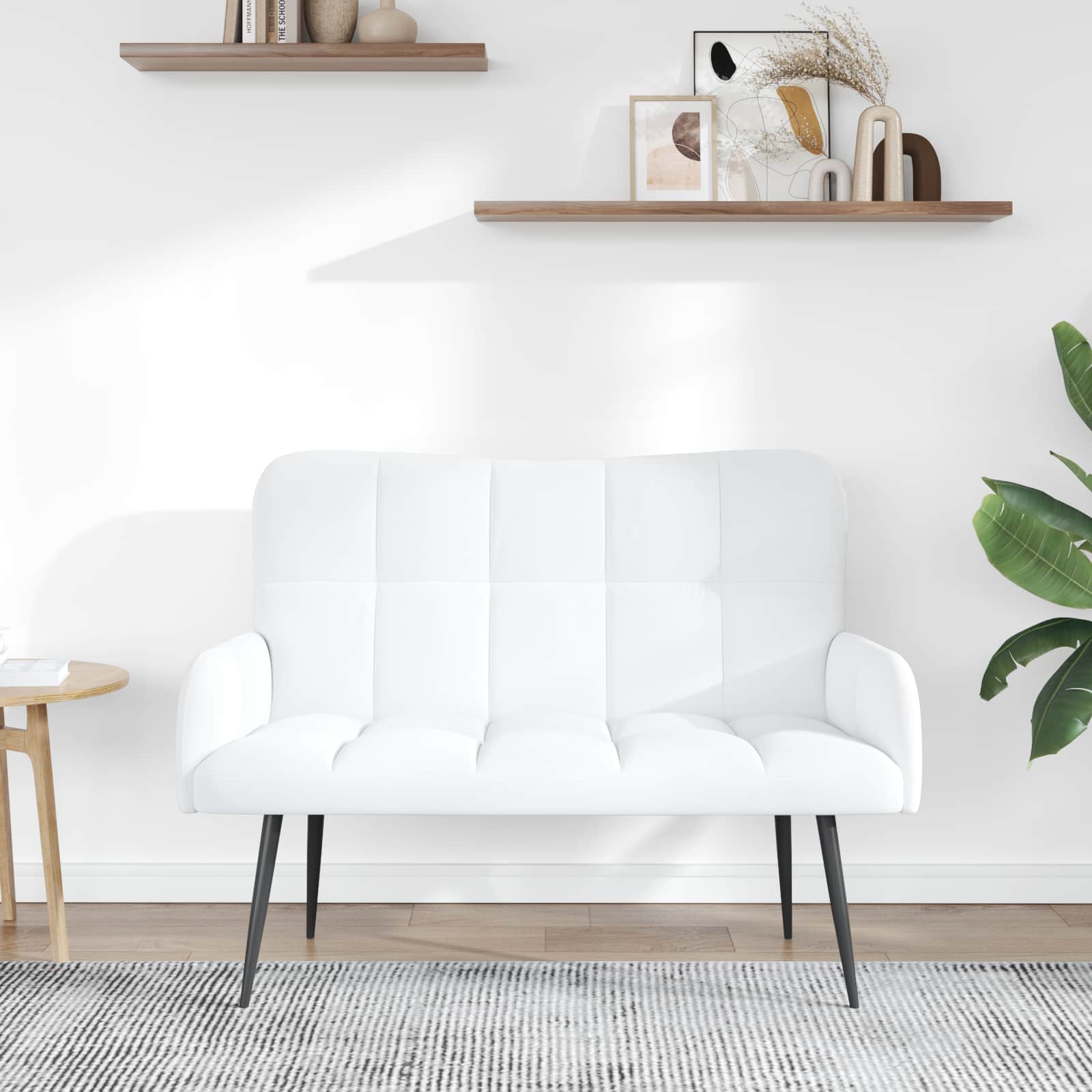 Sofa za dvije osobe Bijela 115 x 61 x 87 cm Tkanina