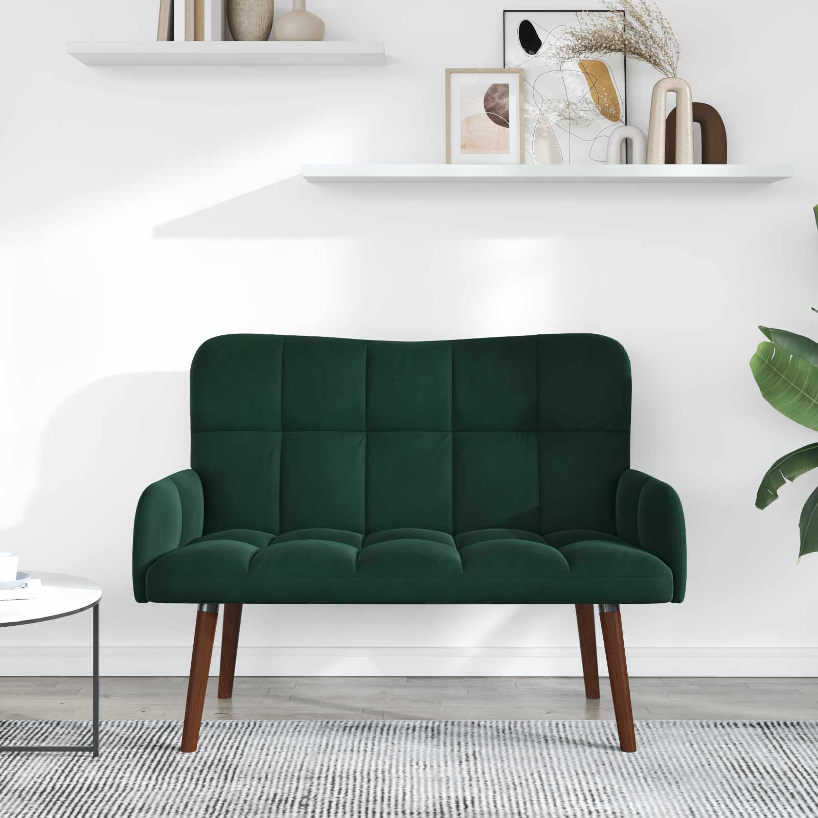Sofa za dvije osobe Tamnozelena 115 x 61 x 87 cm Baršun