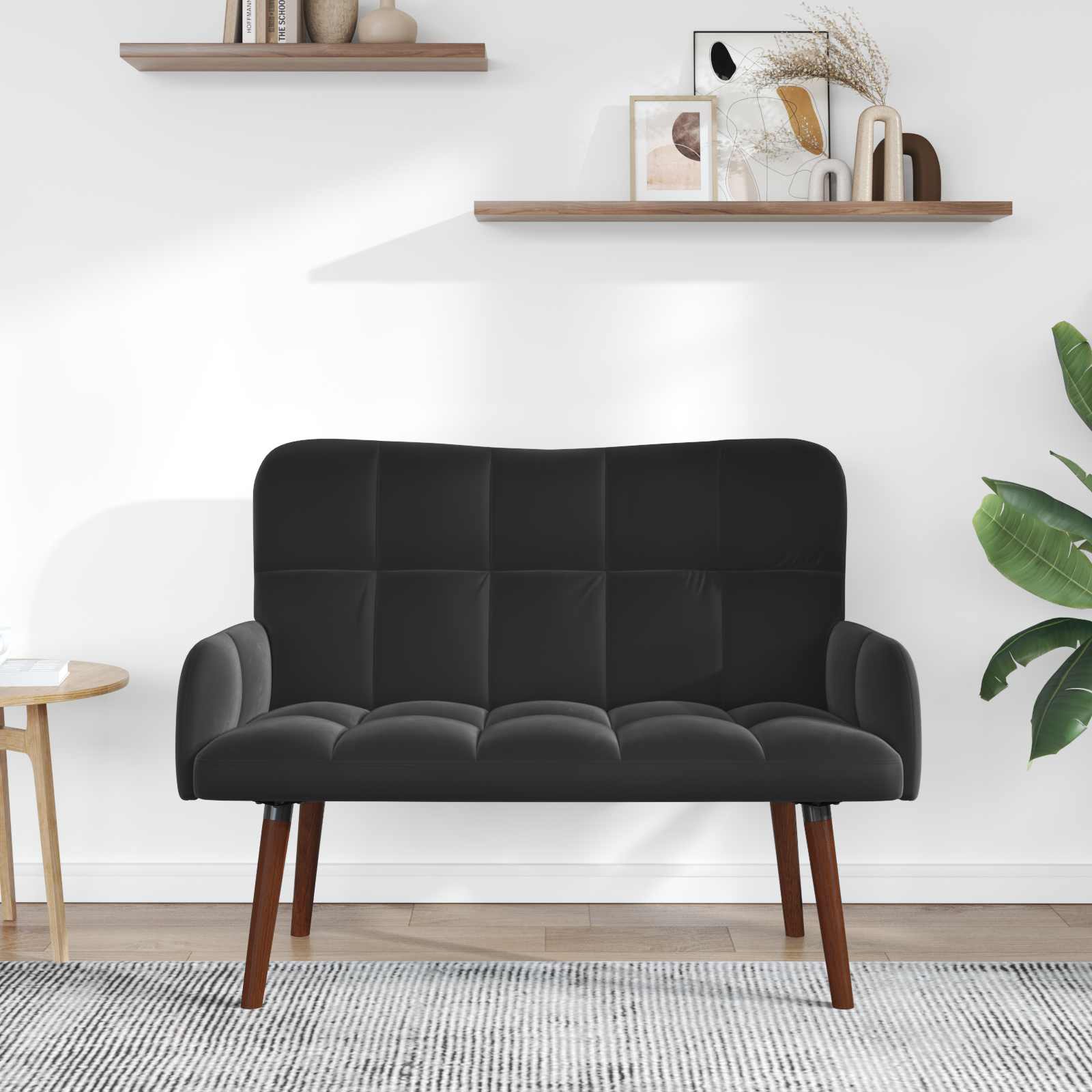 Sofa za dvije osobe Crna 115 x 61 x 87 cm Baršun