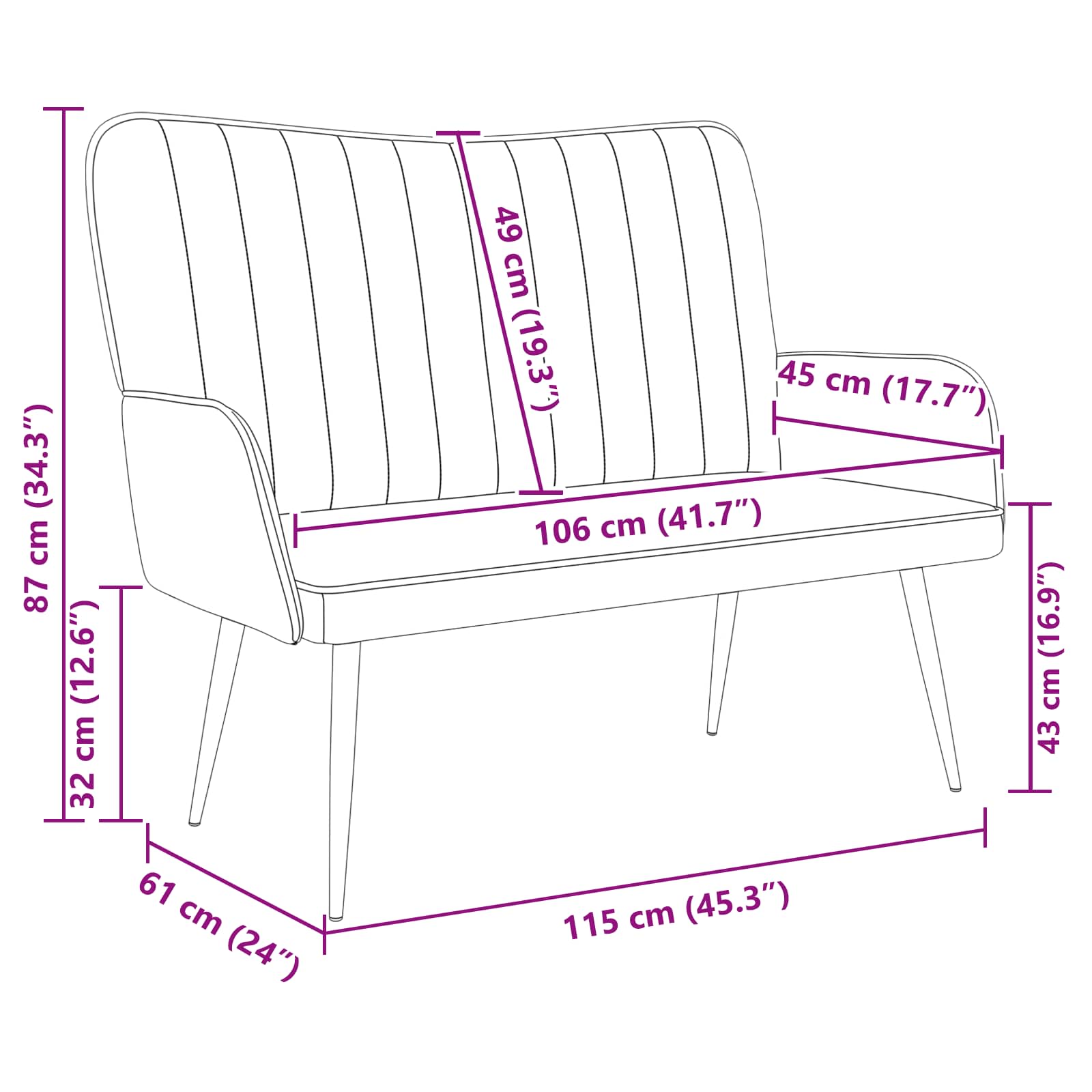 Sofa za dvije osobe Tamnozelena 115 x 61 x 87 cm Baršun