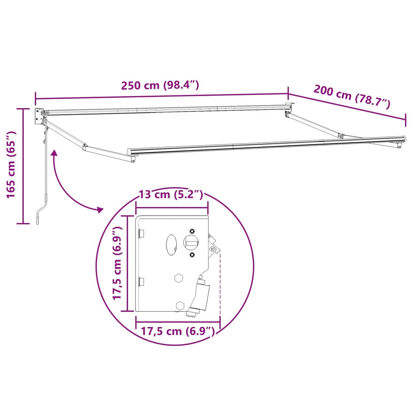 Nadstrešnica Antracit i bijelo 2,5 x 2 m Poliester i metal