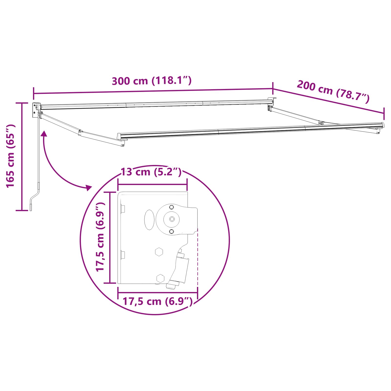 Povlačivi tende Svjetlosiva 3 x 2 m 100% Poliester i Aluminij