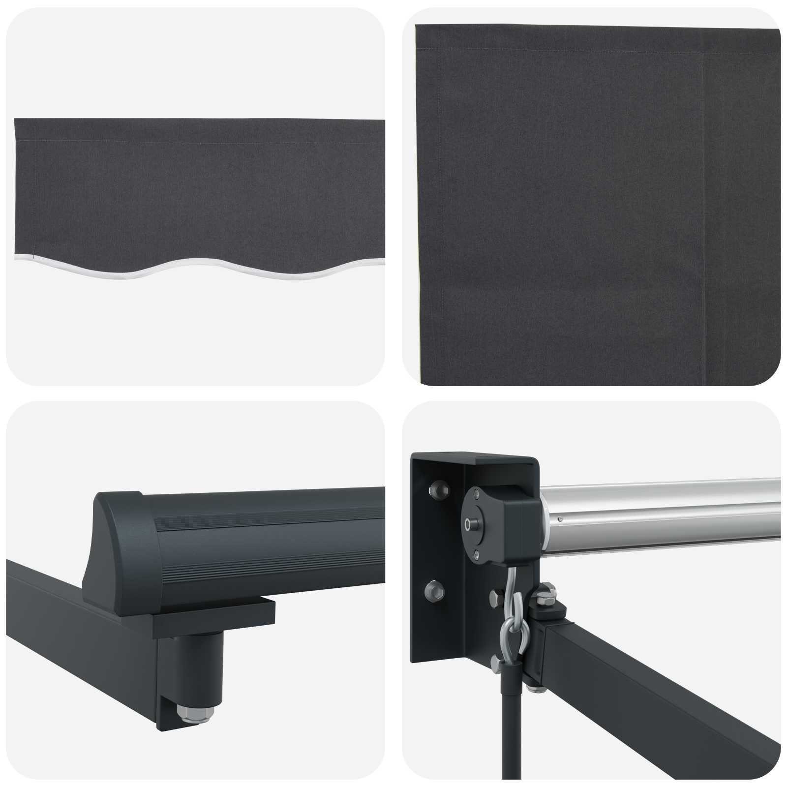 Povlačivi tende Antracit 4 x 2 m 100% Poliester i Aluminij