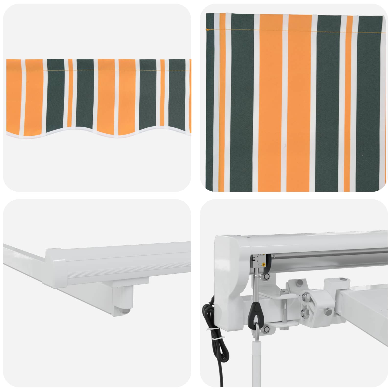 Električna retraktabilna tenda Zelena, Žuta, Bijela 4 × 3 m