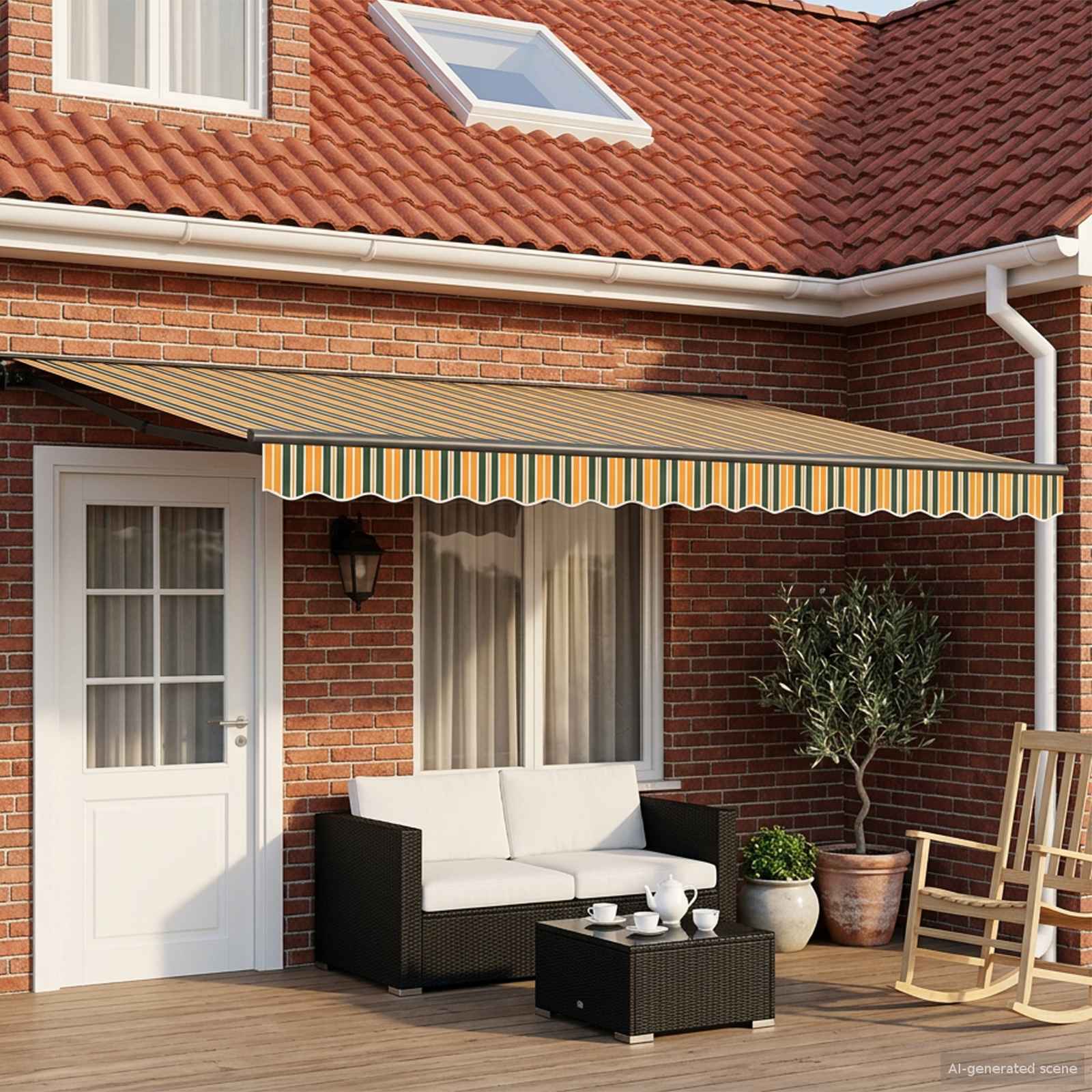 Električna retraktabilna tenda Zelena, Žuta, Antracit 4 × 3 m