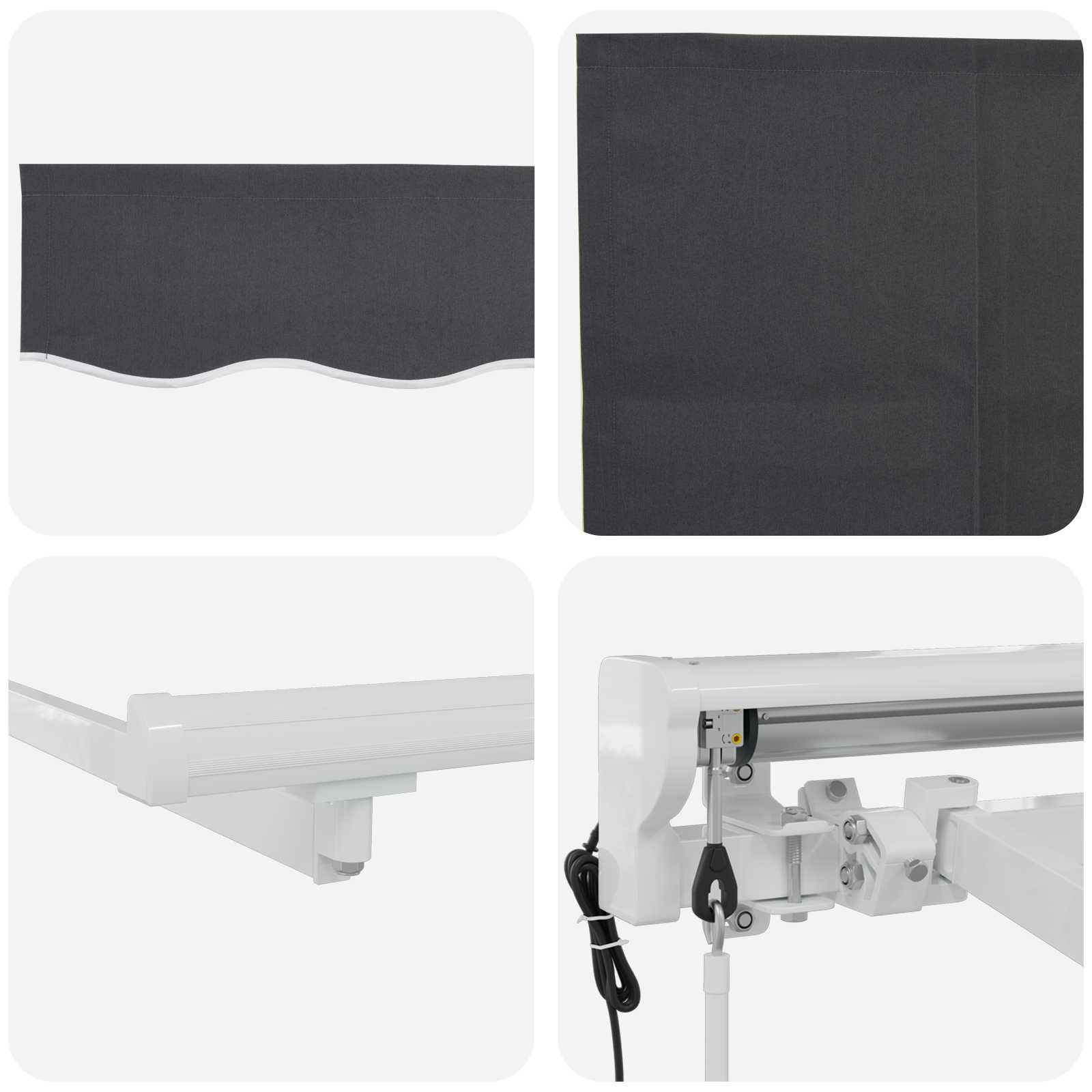 Električna retraktabilna tenda Bijela i antracit 4 x 2 m