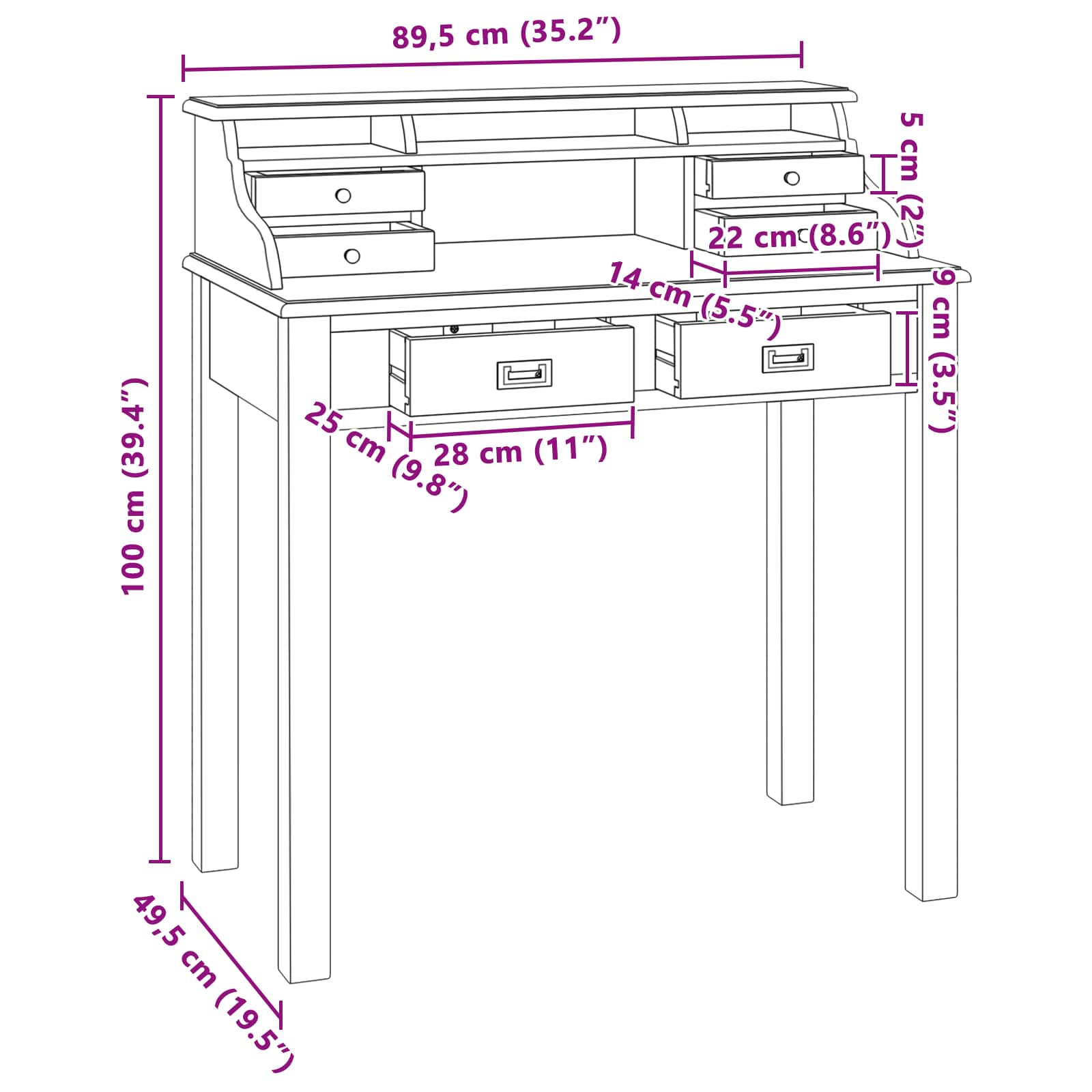 Radni stol Prirodna 89,5 x 49,5 x 100 cm Čvrsto teak drvo