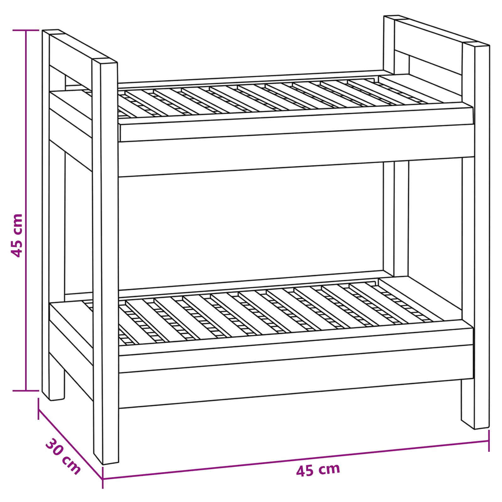 Polica za kupaonicu Prirodna 45 x 30 x 45 cm Čvrsto teak drvo