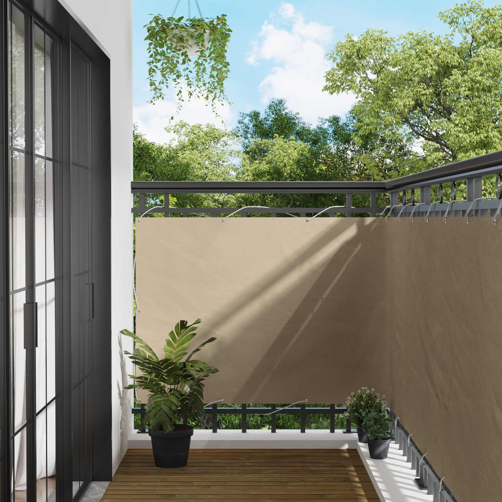Balcony ekran Bež 110 x 800 cm Oxford tkanina