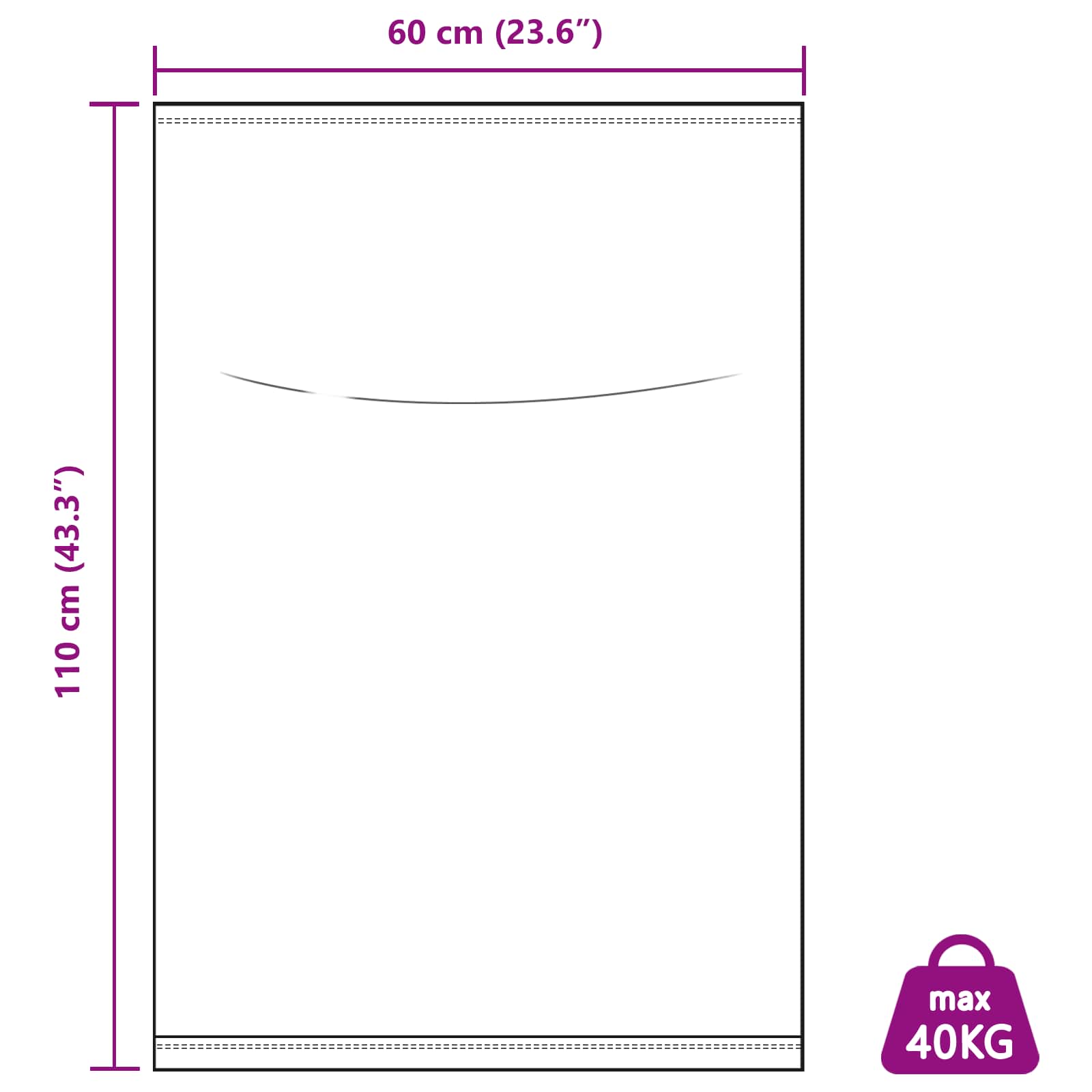 Tkanine vreće 50 pcs Bijela 60 x 110 cm PP