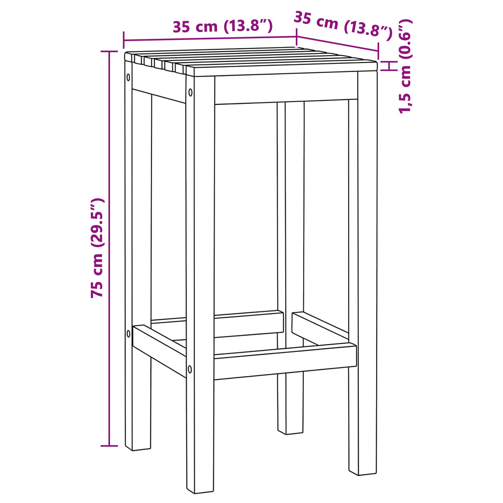Barska stolica 4 pcs Prirodna 35 x 35 x 75 cm Čvrsto teak drvo