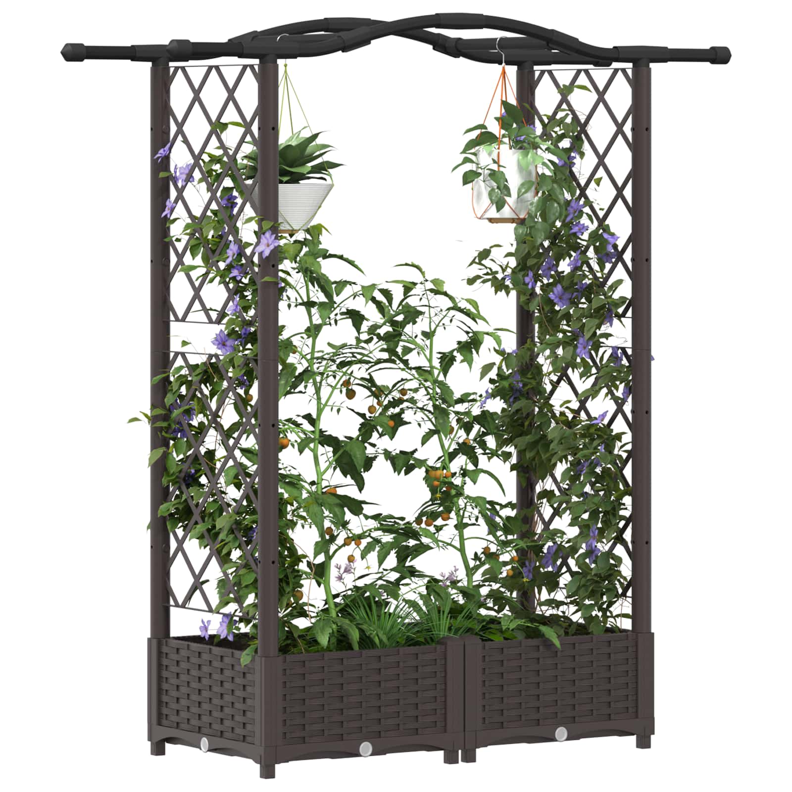 Povišeni krevet s mrežom i krovom Smeđa 124 x 40 x 125 cm PP