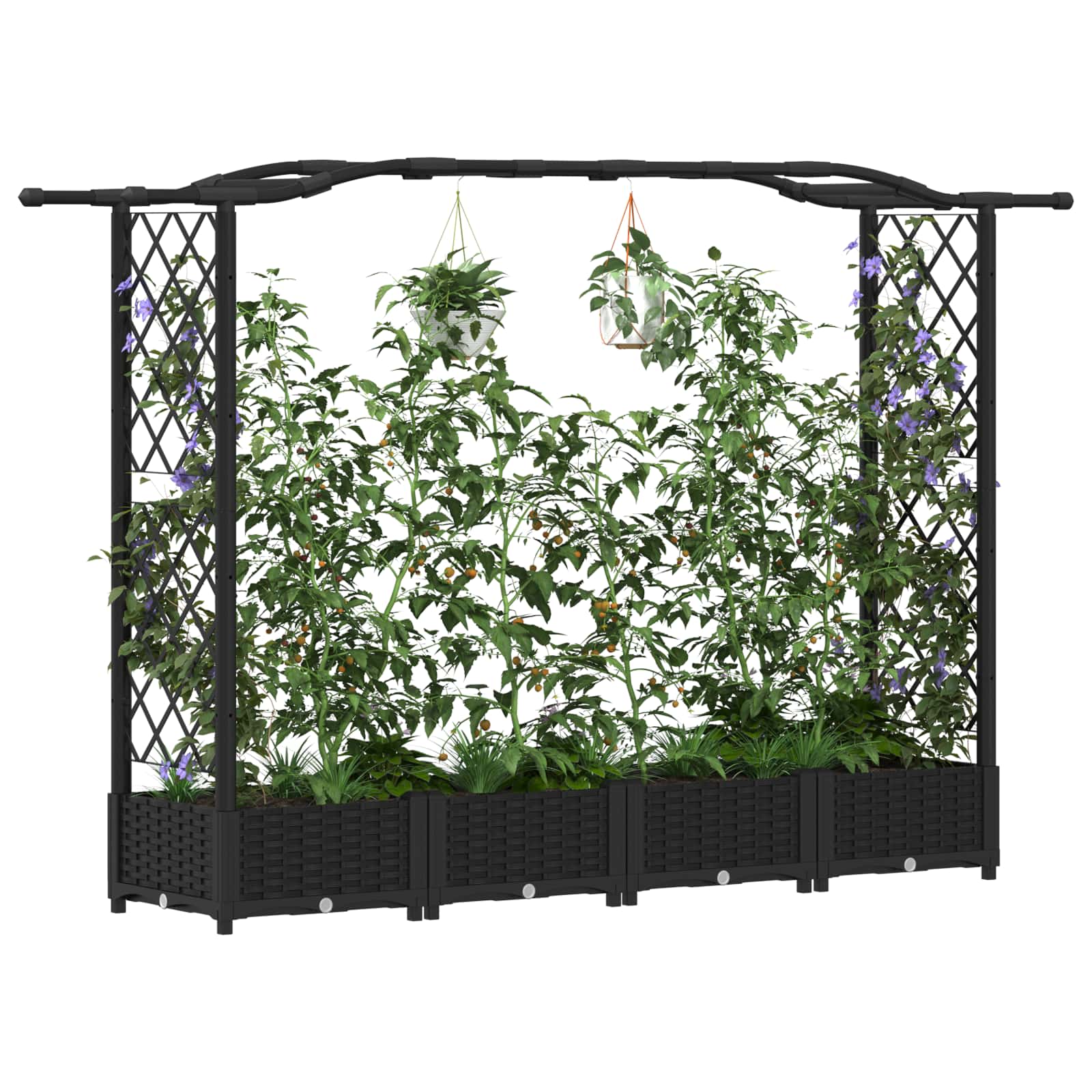 Povišeni krevet s mrežom i krovom Crna 207 x 40 x 126 cm PP