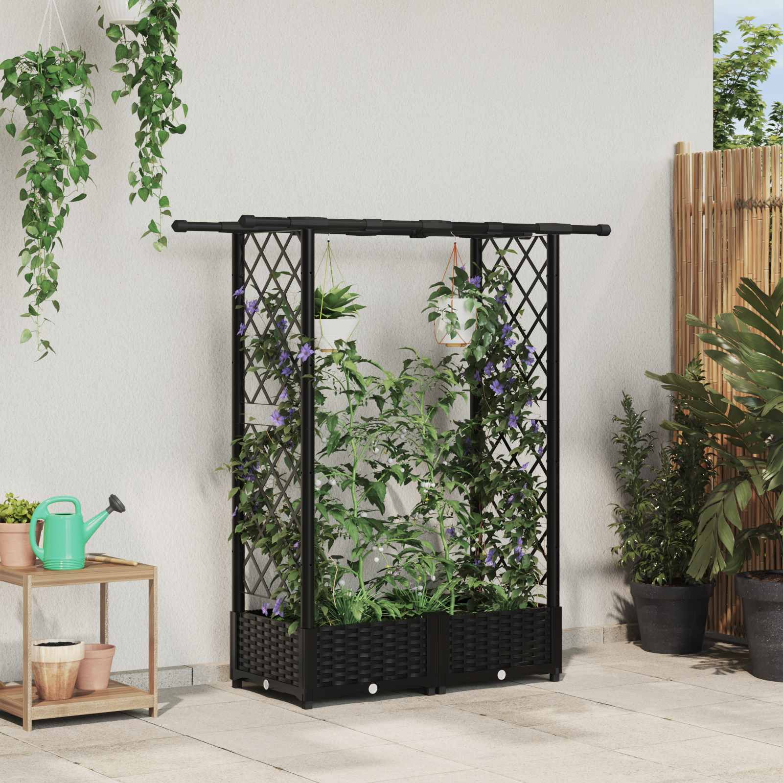 Povišeni krevet s mrežom i krovom Crna 122,5 x 40 x 123 cm PP