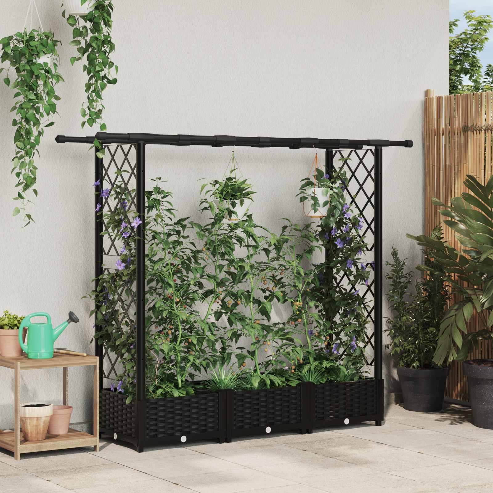 Povišeni krevet s mrežom i krovom Crna 164 x 40 x 123 cm PP