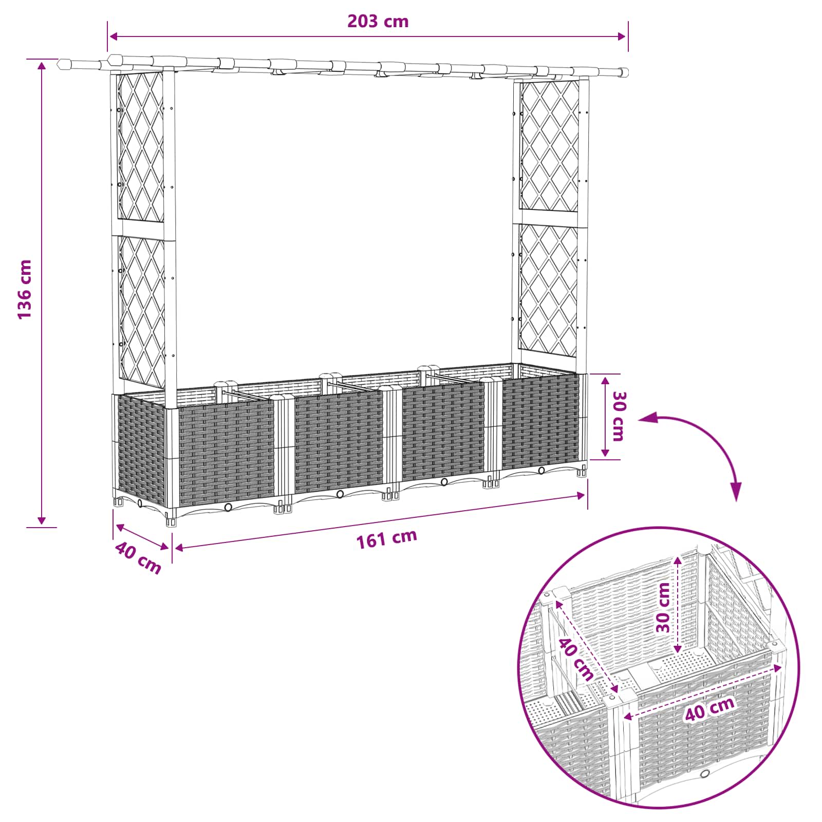 Povišeni krevet s mrežom i krovom Crna 203 x 40 x 138 cm PP
