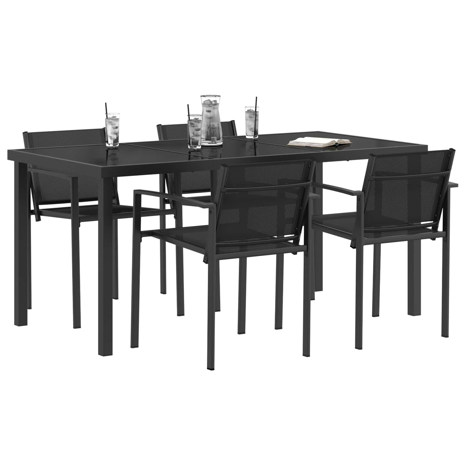 Set vanjskog namještaja 5 pcs Crna i antracit 160 x 80 x 73 cm
