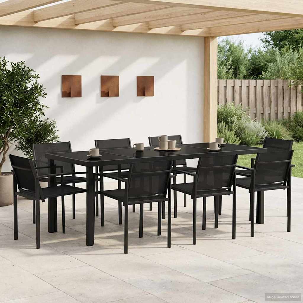 Set vanjskog namještaja 9 pcs Crna i antracit Tekstilen