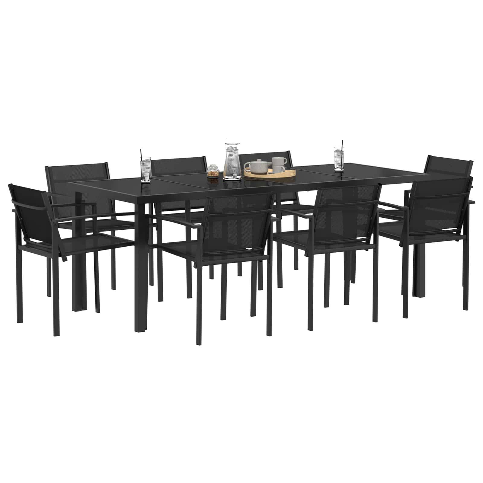 Set vanjskog namještaja 9 pcs Crna i antracit Tekstilen