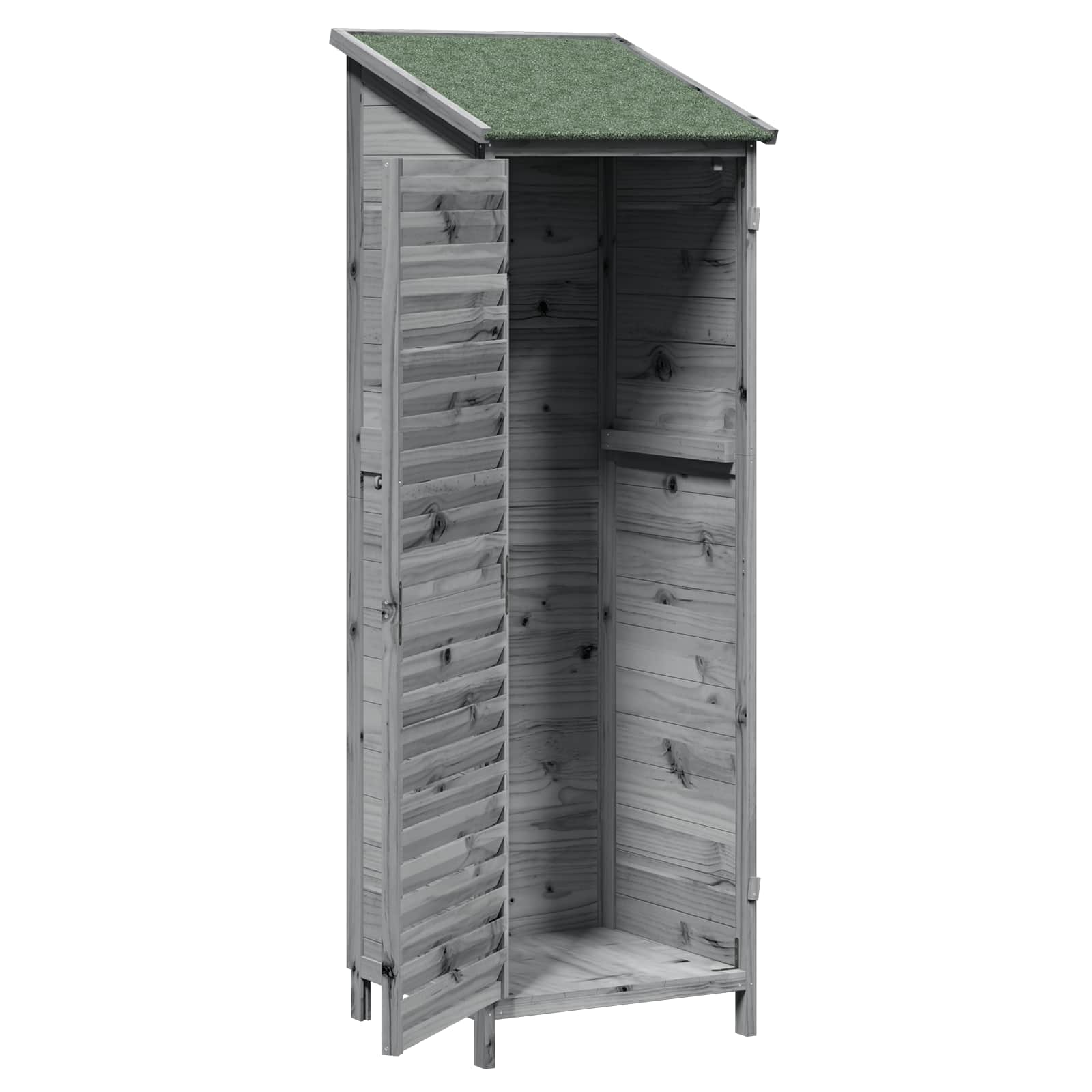 Vrtna Šupa s krovom Siva 59 x 56 x 176 cm Čvrsto drvo jele