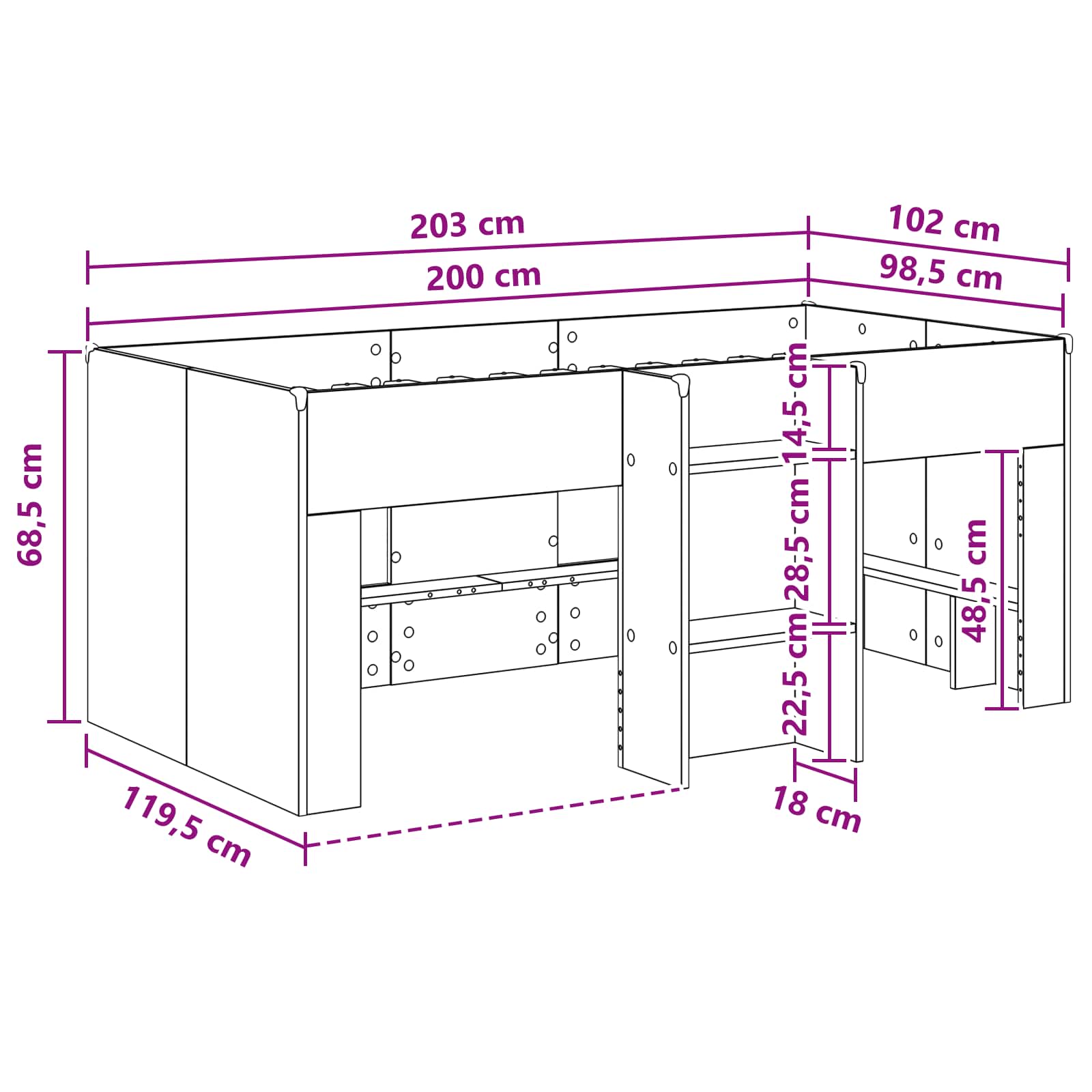 Kreveta za visoko spavanje djece 2 pcs Staro drvo 98.5 x 200 cm