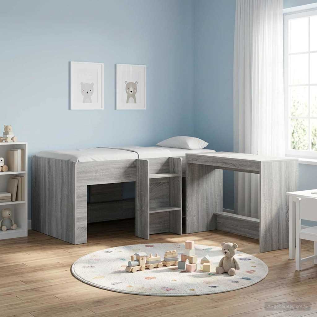 Kreveta za visoko spavanje djece 2 pcs Siva Sonoma
