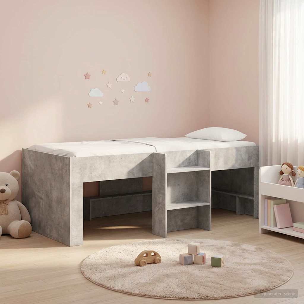Kreveta za visoko spavanje djece 2 pcs Betonska siva