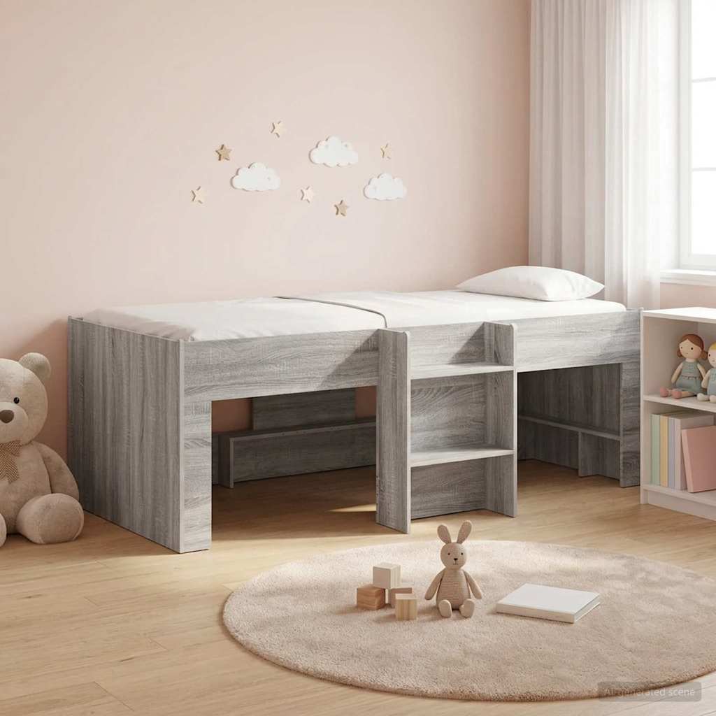 Kreveta za visoko spavanje djece 2 pcs Siva Sonoma 90 x 190 cm