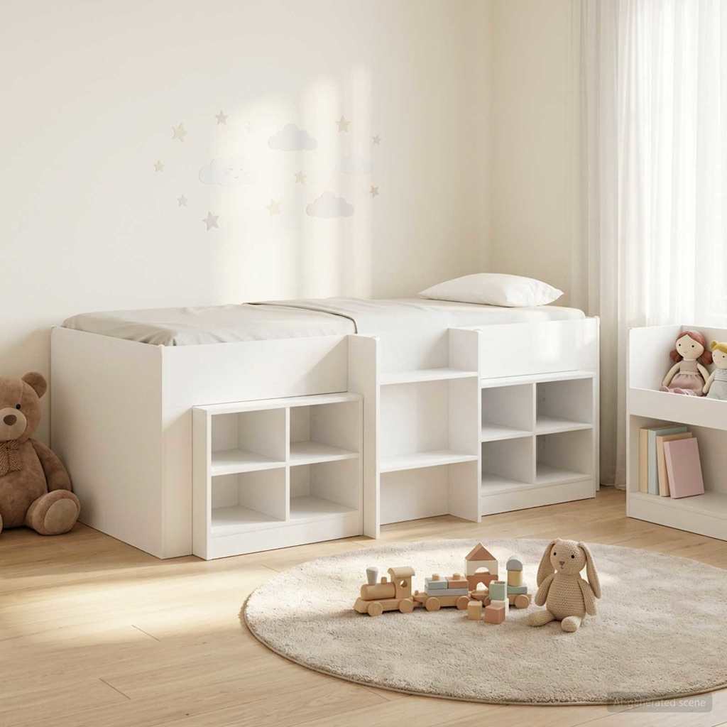 Loft krevet s ormarom s policom 3 pcs Bijela Konstruirano drvo