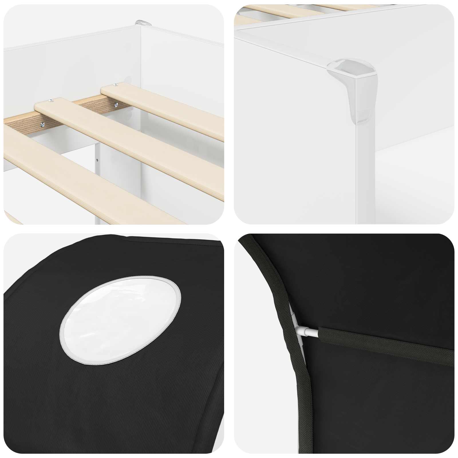 Krevet s Tunelom 4 pcs Bijela i crna Konstruirano drvo